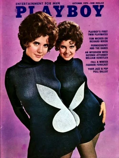 Cover of Playboy magazine (October 1970) Featuring Mary Collinson and Madeline Collinson - AKA The Collinson Twins